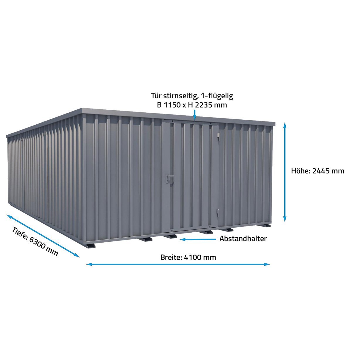 Conteneur de stockage de pneus XXL H 2445 x L 4100 x P 6300 mm Porte à un vantail en façade – Image 3